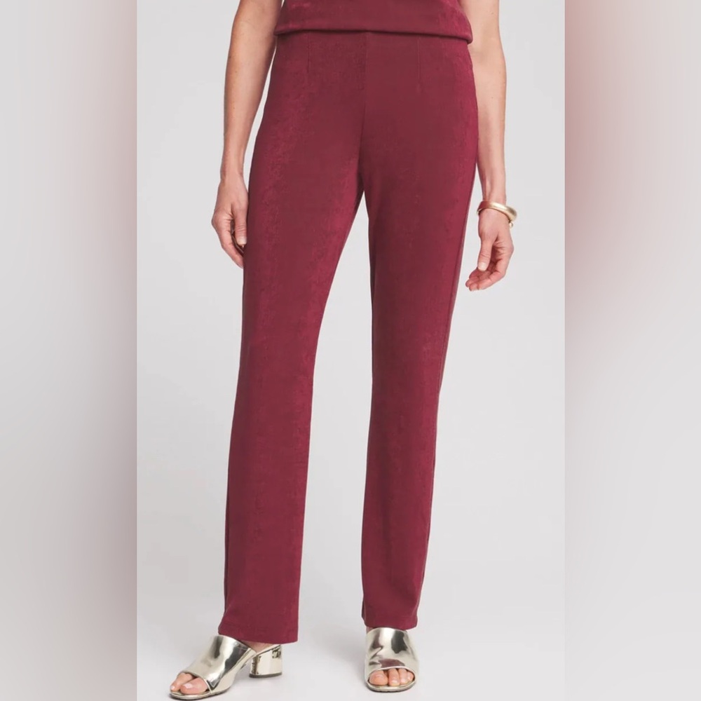 Chico's Travelers Rich Burgundy Straight Leg Pants NWOT